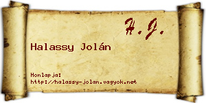 Halassy Jolán névjegykártya