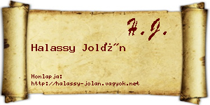 Halassy Jolán névjegykártya